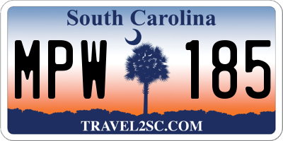 SC license plate MPW185