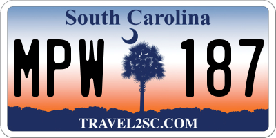 SC license plate MPW187