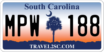SC license plate MPW188
