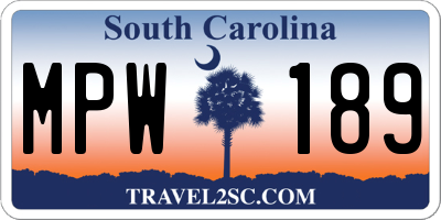 SC license plate MPW189