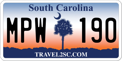 SC license plate MPW190