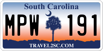 SC license plate MPW191