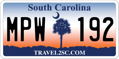 SC license plate MPW192