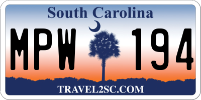 SC license plate MPW194