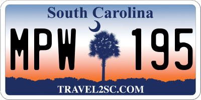 SC license plate MPW195