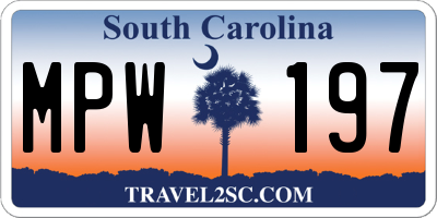 SC license plate MPW197