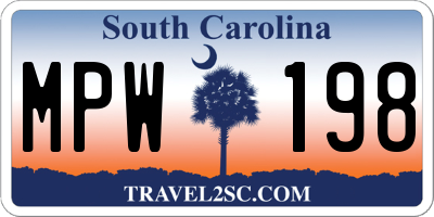 SC license plate MPW198