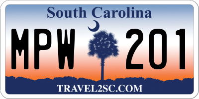 SC license plate MPW201