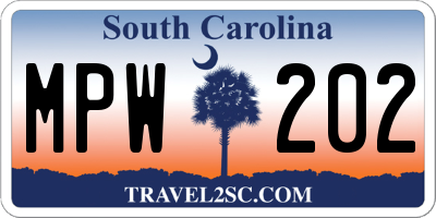 SC license plate MPW202