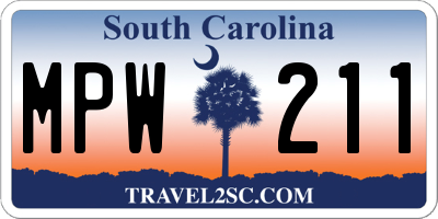 SC license plate MPW211