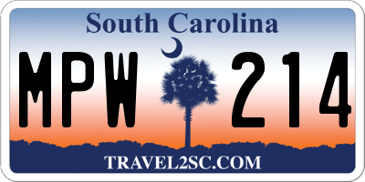 SC license plate MPW214