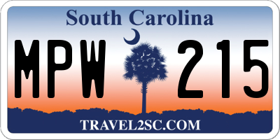 SC license plate MPW215
