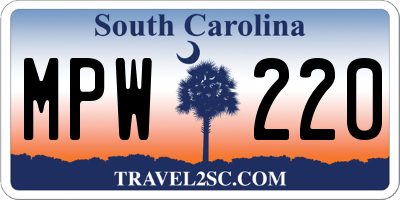 SC license plate MPW220