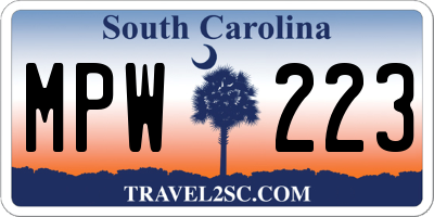 SC license plate MPW223