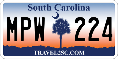 SC license plate MPW224