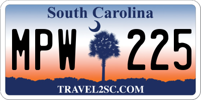 SC license plate MPW225
