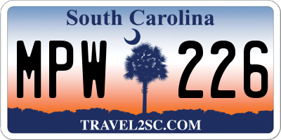 SC license plate MPW226