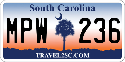 SC license plate MPW236