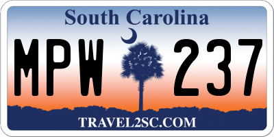 SC license plate MPW237