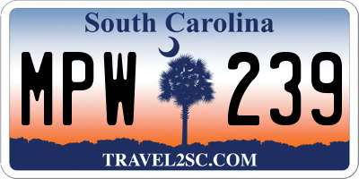 SC license plate MPW239