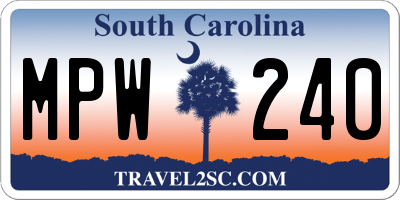 SC license plate MPW240