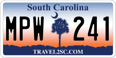 SC license plate MPW241