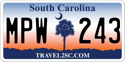 SC license plate MPW243