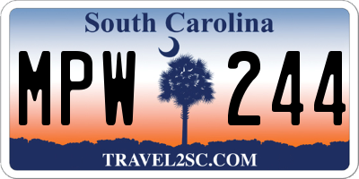 SC license plate MPW244