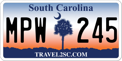 SC license plate MPW245