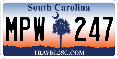 SC license plate MPW247