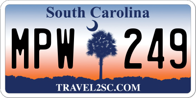 SC license plate MPW249