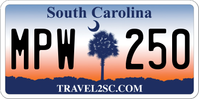 SC license plate MPW250