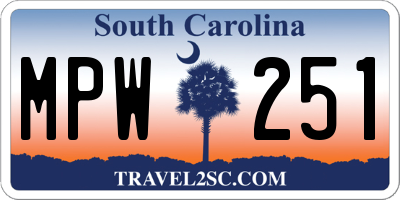 SC license plate MPW251
