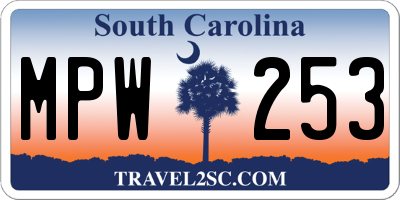 SC license plate MPW253