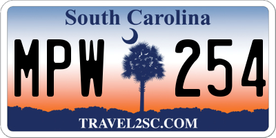 SC license plate MPW254