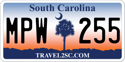 SC license plate MPW255