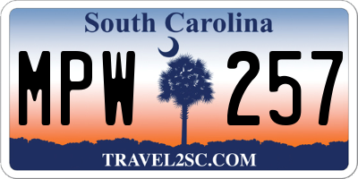 SC license plate MPW257
