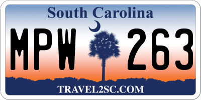 SC license plate MPW263