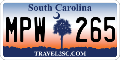 SC license plate MPW265