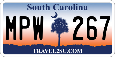 SC license plate MPW267