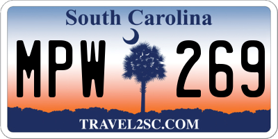 SC license plate MPW269