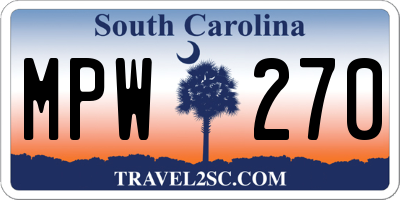 SC license plate MPW270