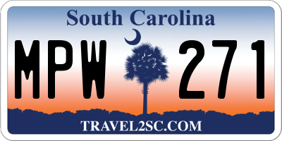 SC license plate MPW271