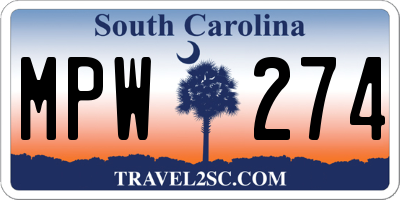 SC license plate MPW274