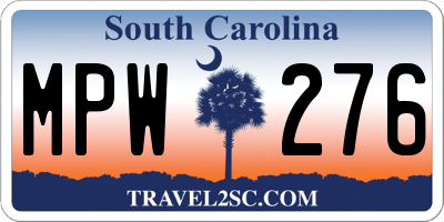 SC license plate MPW276