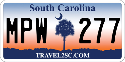 SC license plate MPW277