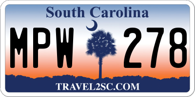 SC license plate MPW278