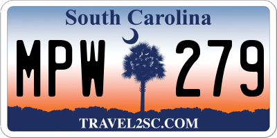 SC license plate MPW279