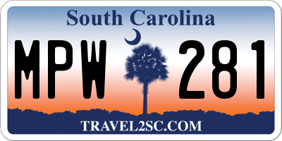 SC license plate MPW281