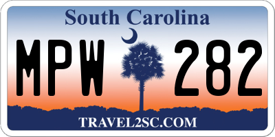 SC license plate MPW282